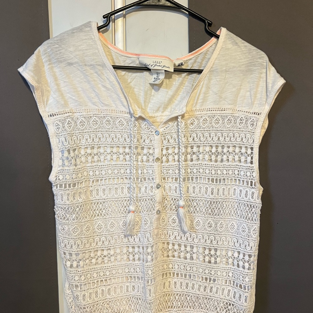 White Lace Detail Top